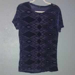 Hannah Velvet Dark Purple Geometric Short Sleeve
